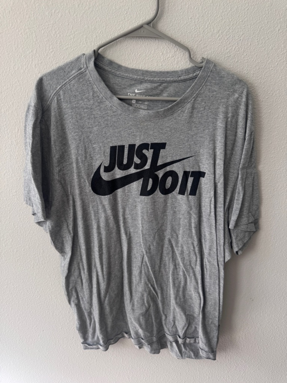 Nike Gray Crewneck Tee with Black 'Just Do It' Logo
